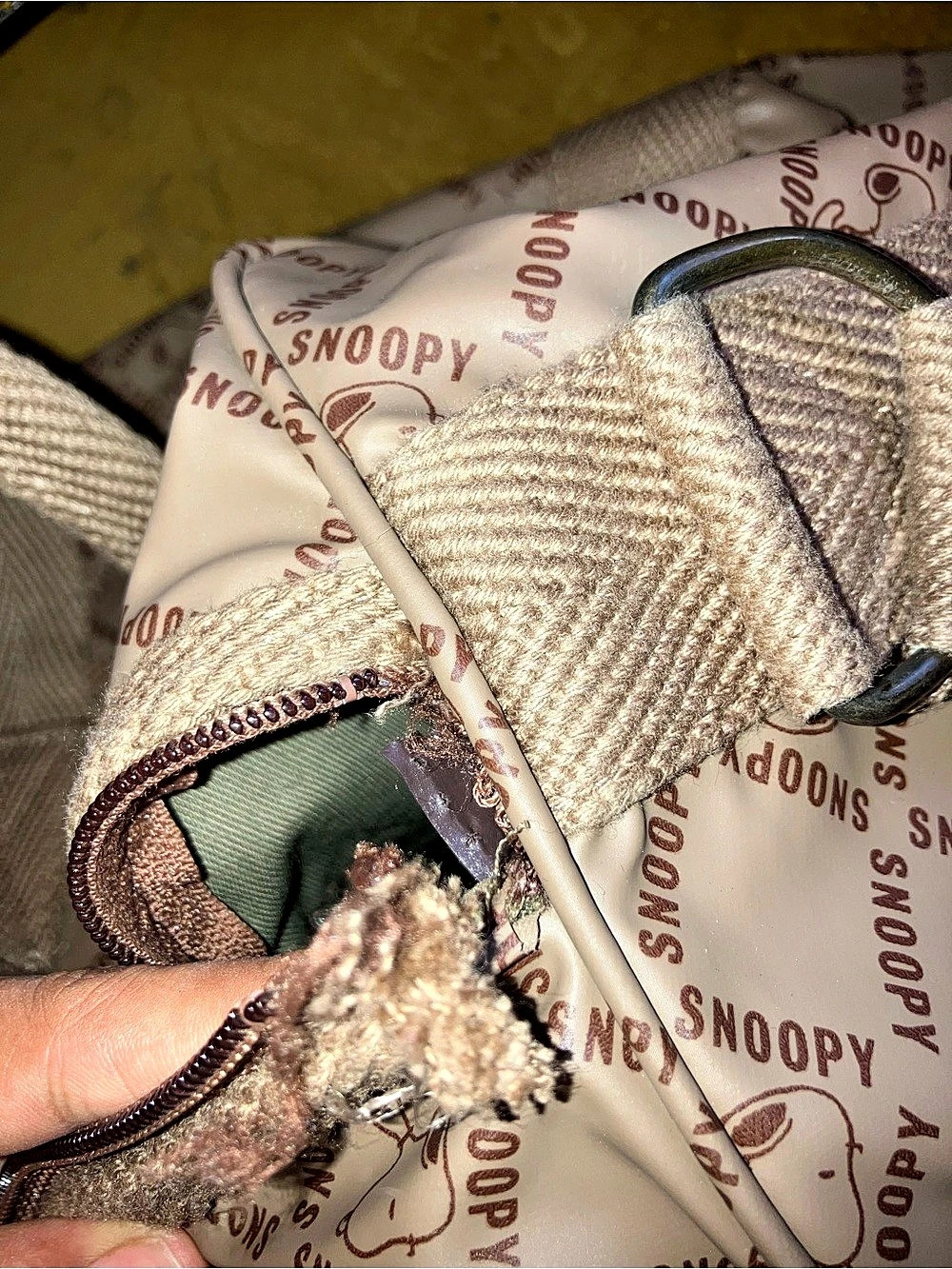Snoopy Print Travel Bag in Cream & Brown